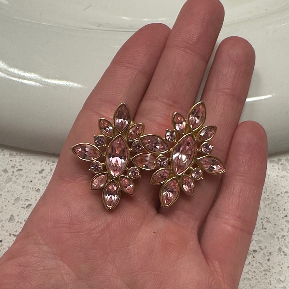 Monet Pink and Gold Statement Earrings